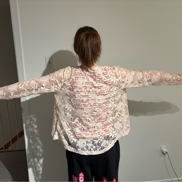 Dorothy Perkins Cream Lace Open-Front Cardigan - Picture 4 of 5